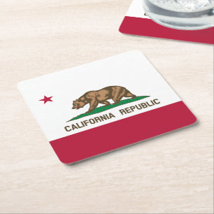 Kalifornien Bear Flagga: Cali Golden State Underlägg Papper Kvadrat