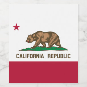 Kalifornien Bear Flagga: Cali Golden State Vinflaska Etikett