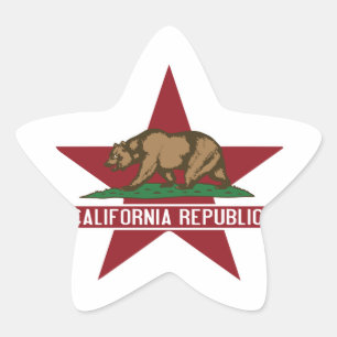Kalifornien Bear Flagga Star Stjärnformat Klistermärke