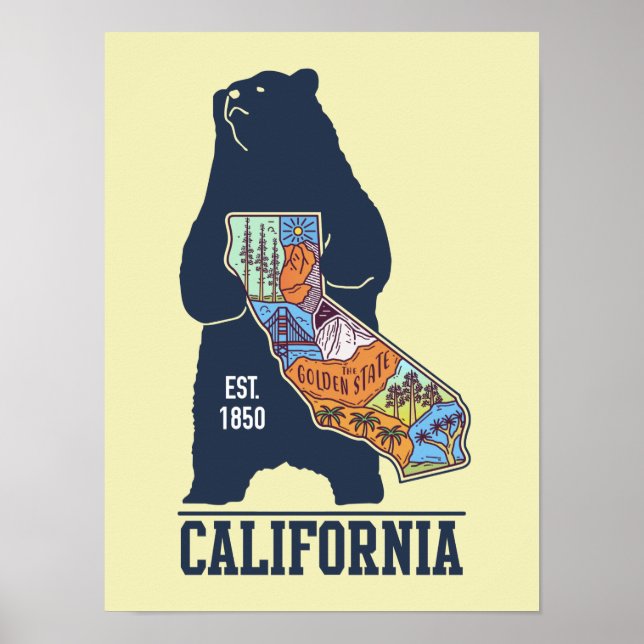 Kalifornien Bear Golden State Poster (Framsidan)