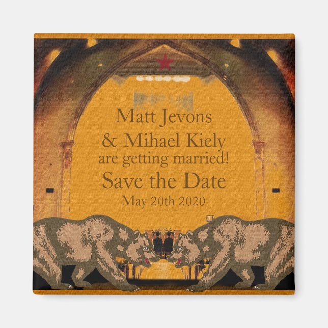 Kalifornien Bear Grooms Gay Bröllop-meddelande Magnet (Framsidan)
