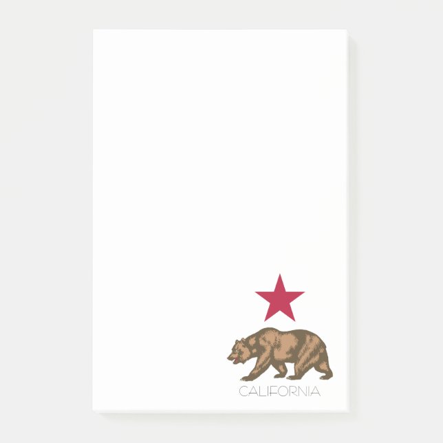 Kalifornien Bear Republic Grizzly och Star Post-it Block (Framsida)
