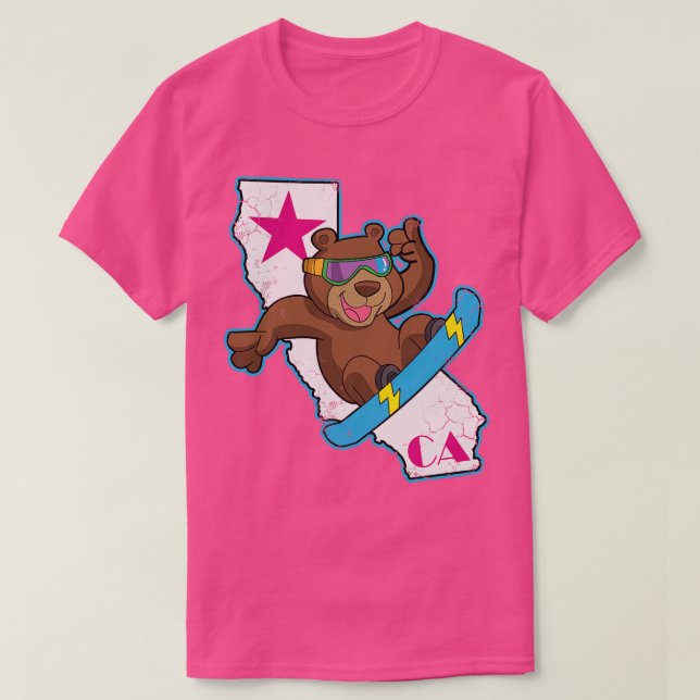 Kalifornien Bear Snowboarder Snowboarder T Shirt (Design framsida)