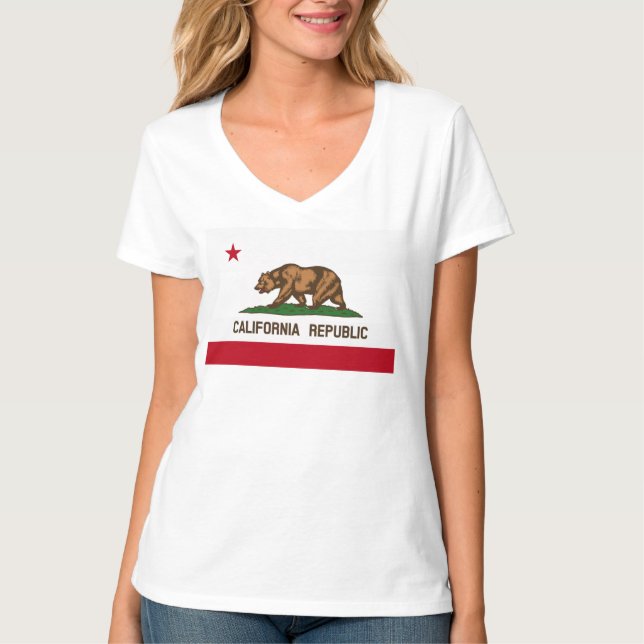 Kalifornien Bear Statlig flagga T Shirt (Framsida)