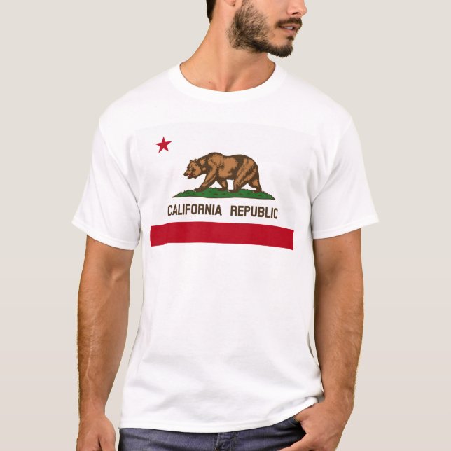 Kalifornien Bear Statlig flagga T Shirt (Framsida)