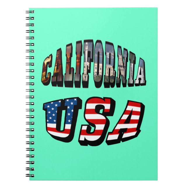 Kalifornien Bild och USA flagga Anteckningsbok (Framsidan)