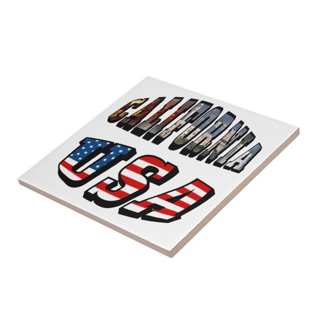 Kalifornien Bild och USA flagga Kakelplatta (Sidan)