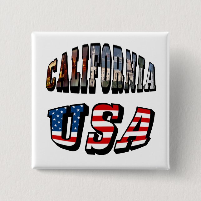 Kalifornien Bild och USA flagga Knapp (Framsida)