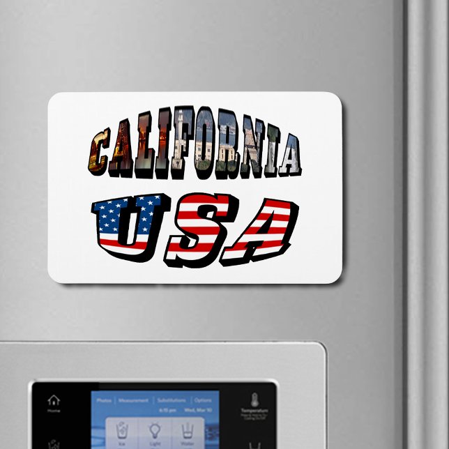 Kalifornien Bild och USA flagga Magnet (California Picture and USA Flag Text Flexible Magnet)