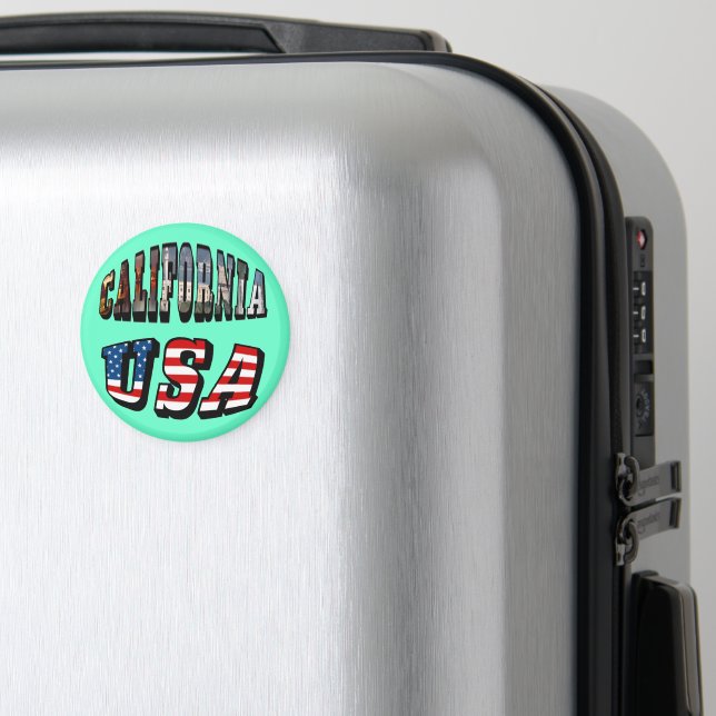 Kalifornien Bild och USA flagga Magnet (In Situ (Luggage))