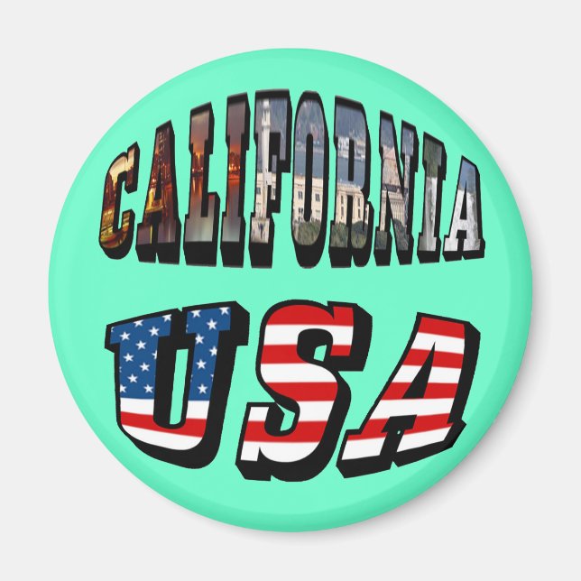 Kalifornien Bild och USA flagga Magnet (Framsidan)