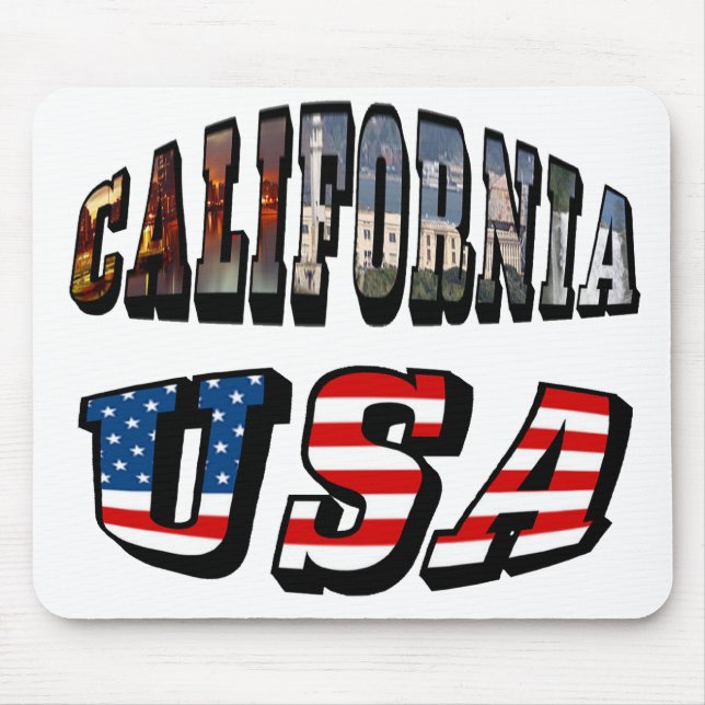 Kalifornien Bild och USA flagga Musmatta (Framsidan)