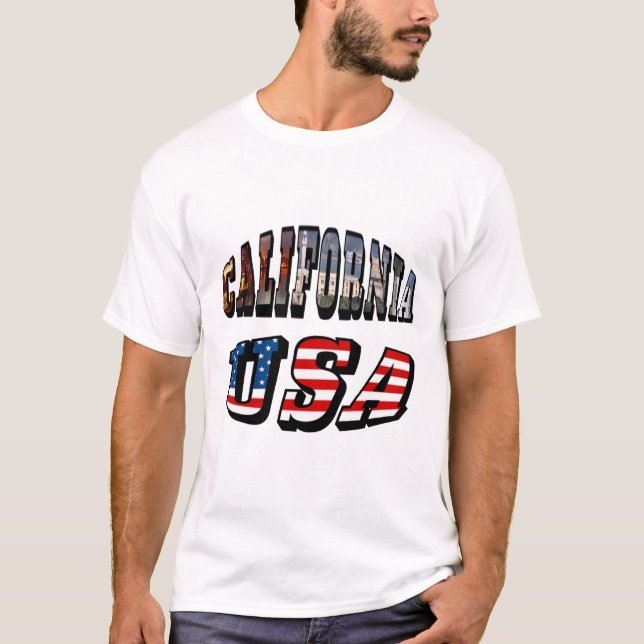 Kalifornien Bild och USA flagga T Shirt (Framsida)