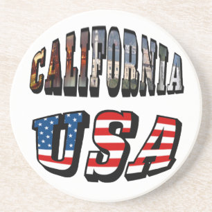 Kalifornien Bild och USA flagga Underlägg Sandsten
