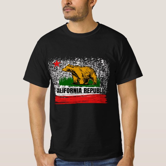 Kalifornien Cali Flagga Socal Norcal Cencal  T Shirt (Framsida)