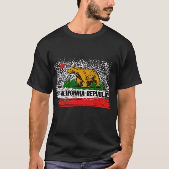 Kalifornien Cali Flagga Socal Norcal Cencal T Shirt (Framsida)