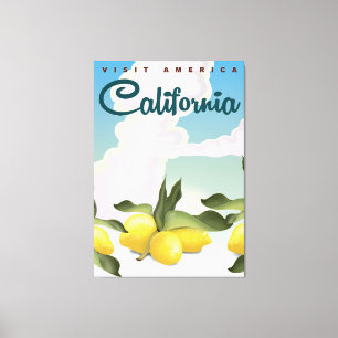 Kalifornien citroner Vintage reseskylt. Canvastryck
