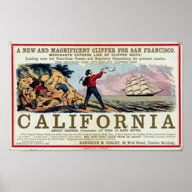 Kalifornien Clipper Frakt Historical Repro Poster (Framsidan)