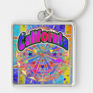 Kalifornien Cosmic Unity Keychain Fyrkantig Silverfärgad Nyckelring