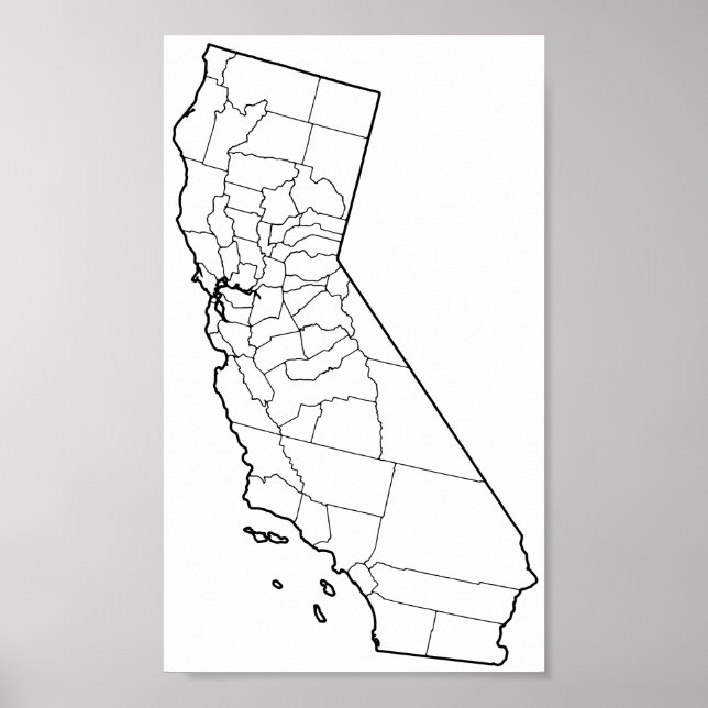 Kalifornien Countyn Blank Outline Karta Poster (Framsidan)