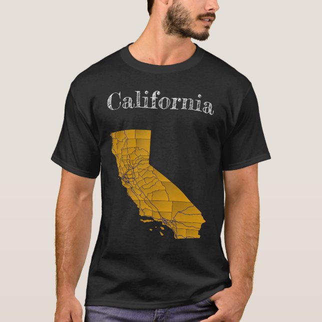 Kalifornien Countyn & Major Roads T Shirt (Framsida)
