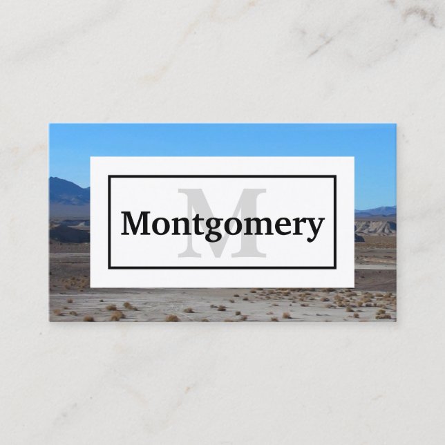 Kalifornien Desert Ligcape med Namn och Monogram Visitkort (Framsida)