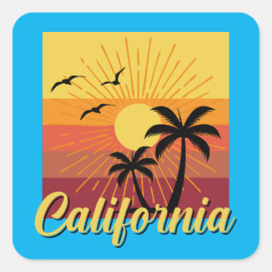 Kalifornien design - Square Stickers Fyrkantigt Klistermärke