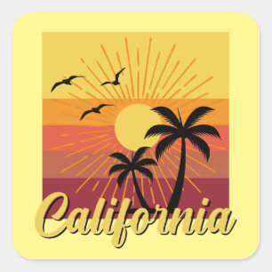 Kalifornien design - Square Stickers Fyrkantigt Klistermärke