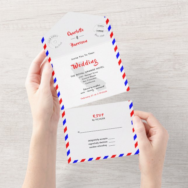 Kalifornien Destination Wedding Airmail (Tearaway)
