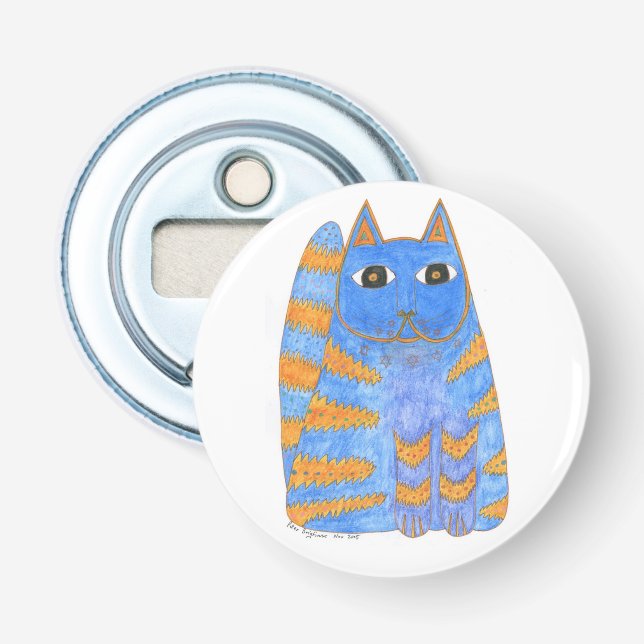 Kalifornien Dreamin’ blue/guld cat Flasköppnare (Framsidan)