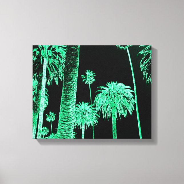 Kalifornien Dreaming Neon Handflatan Träd omsluten Canvastryck (Framsida)