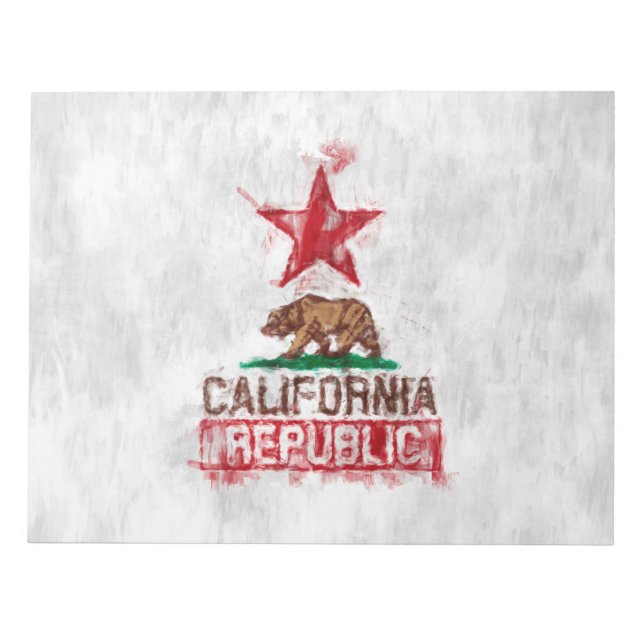 Kalifornien Flagga Bear i Painterly Decor Anteckningsblock (Framsida)