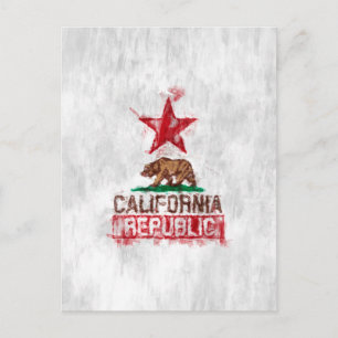 Kalifornien Flagga Bear i Painterly Decor Vykort