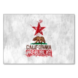 Kalifornien Flagga Bear i Painterly Stil Bordsnummer