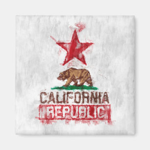 Kalifornien Flagga Bear i Painterly Stil Magnet