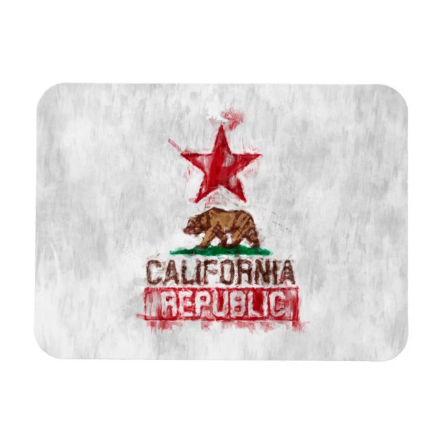 Kalifornien Flagga Bear i Painterly Stil Magnet (Horisontell)