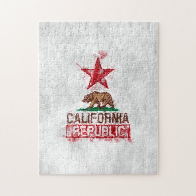 Kalifornien Flagga Bear i Painterly Stil Pussel (Vertikal)