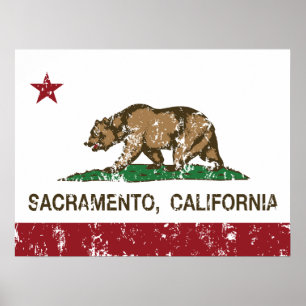 Kalifornien flagga bedrövade sacramento poster