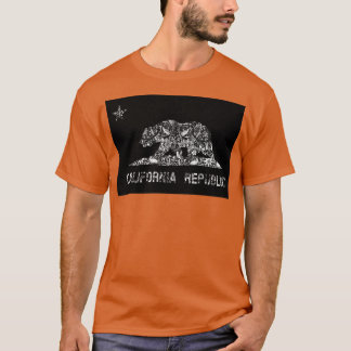 Kalifornien, Flagga, Blommönster T Shirt