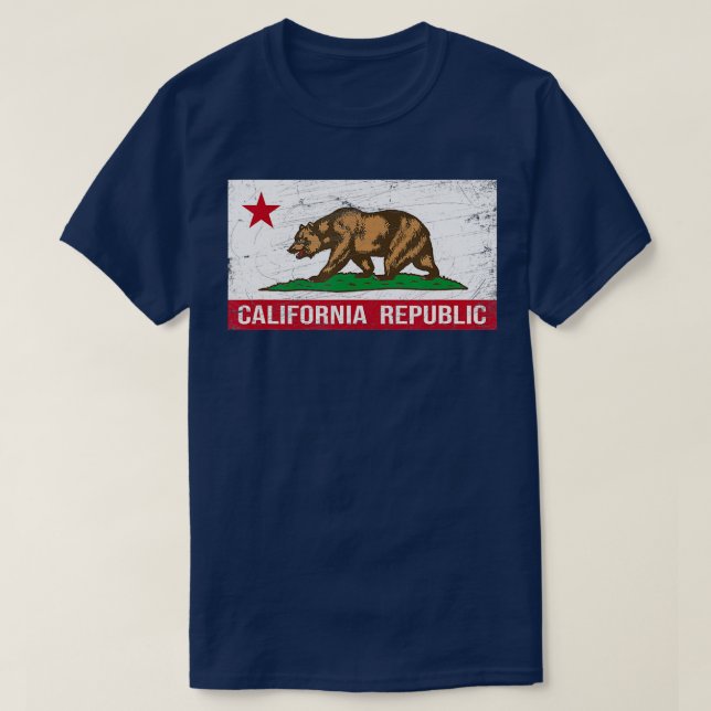 Kalifornien Flagga CA Distress Design C T Shirt (Design framsida)