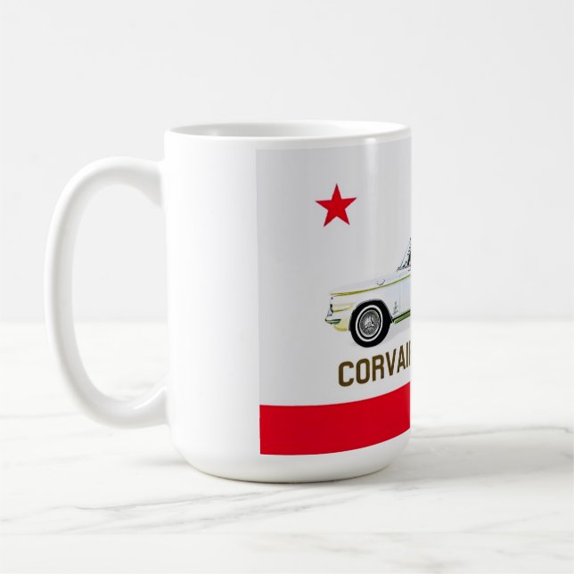 Kalifornien flagga Corvair konvertibel hoodie Kaffemugg (Vänster)
