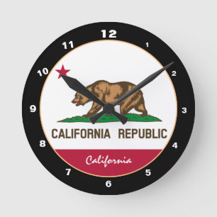 Kalifornien Flagga & Kalifornien mode /design USA Rund Klocka