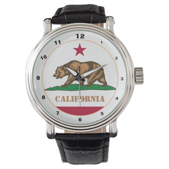 Kalifornien & Flagga, Kalifornien mode USA /design Armbandsur (Framsida)