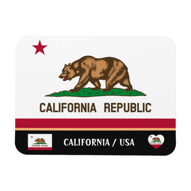 Kalifornien Flagga & Kalifornien State /trip Ameri Magnet (Horisontell)