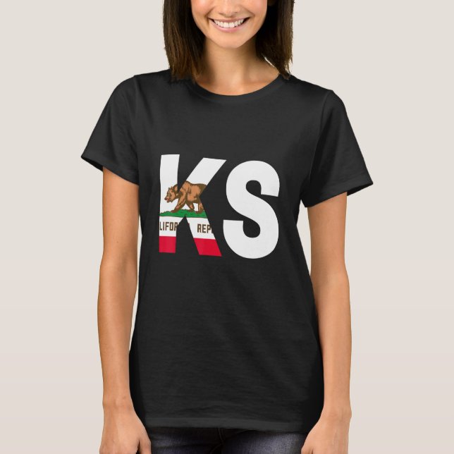 Kalifornien Flagga Kansas KS Cities and Stat T Shirt (Framsida)