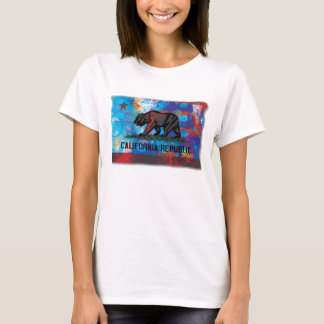 Kalifornien flagga med texturerade kanter tee