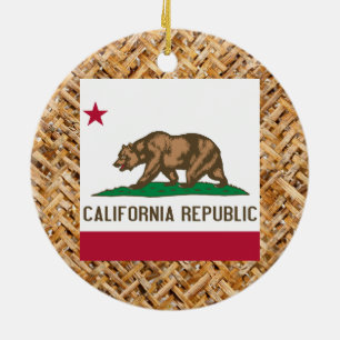 Kalifornien flagga på den themed textilen julgransprydnad keramik