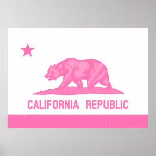 Kalifornien Flagga (Rosa) Poster