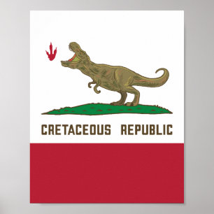 Kalifornien Flagga T-rex Dinosaur Poster