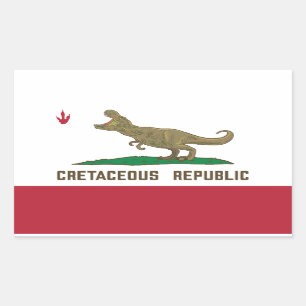 Kalifornien Flagga T-rex Dinosaur Rektangulärt Klistermärke